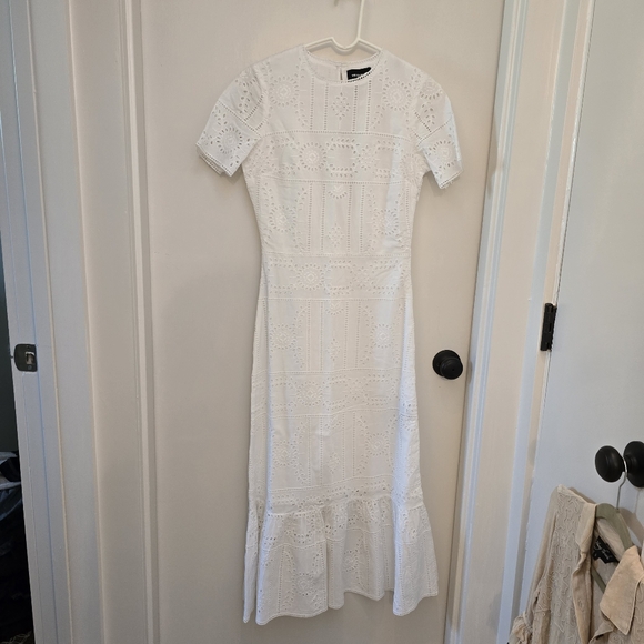 White Eyelet Embroidery Maxi Dress from The Kooples SZ Small EURO 1 - Picture 4 of 14